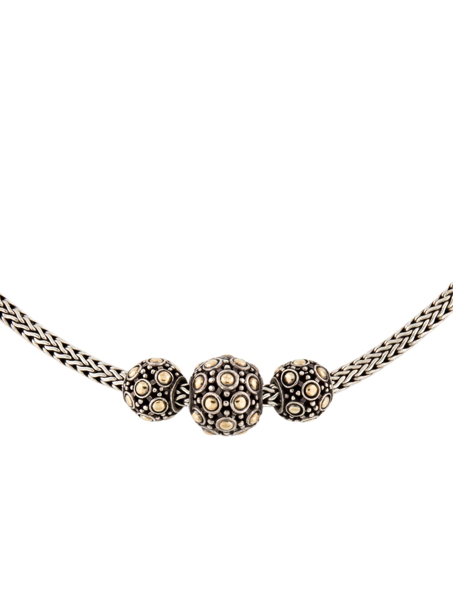 John Hardy Two-Tone Jaisalmer Three Bead Pendant Necklace