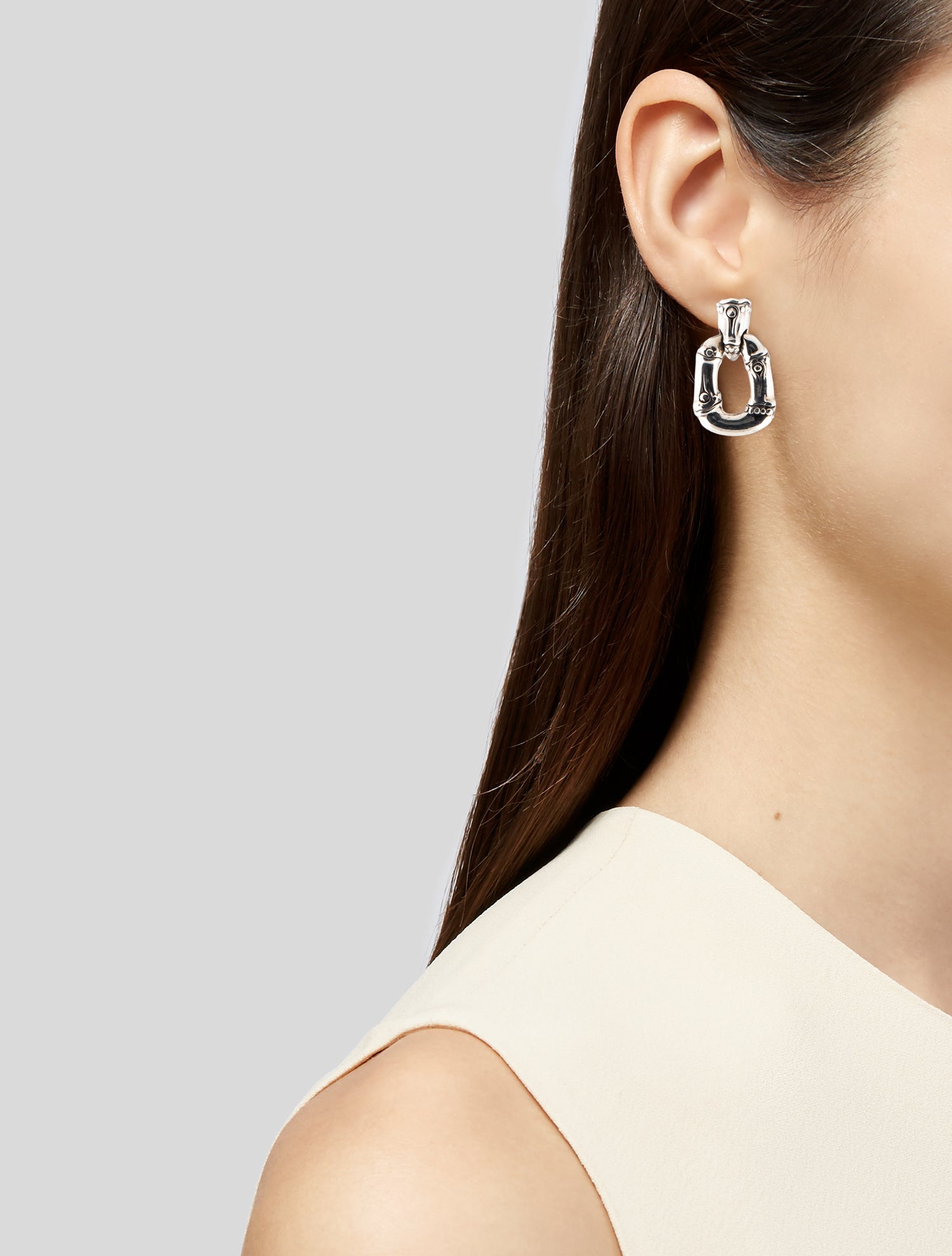 John Hardy Bamboo Door Knocker Drop Earrings