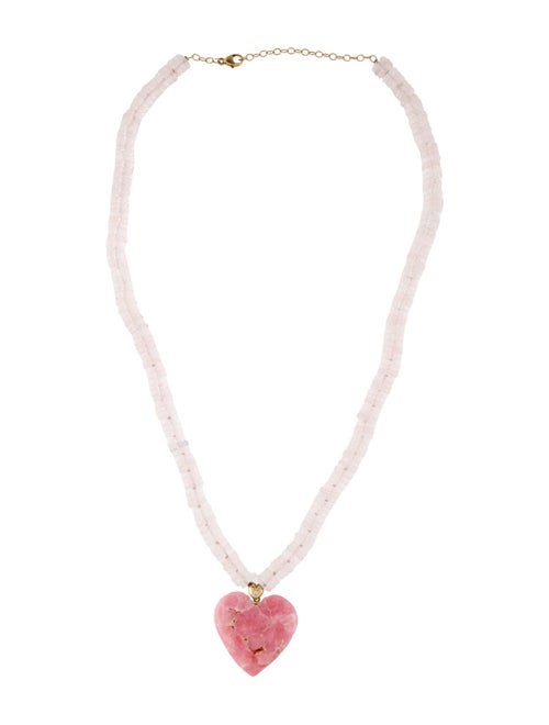 Jia Jia 14K Diamond, Rose Quartz, & Rhodochrosite Aurora Heart Pendant Necklace