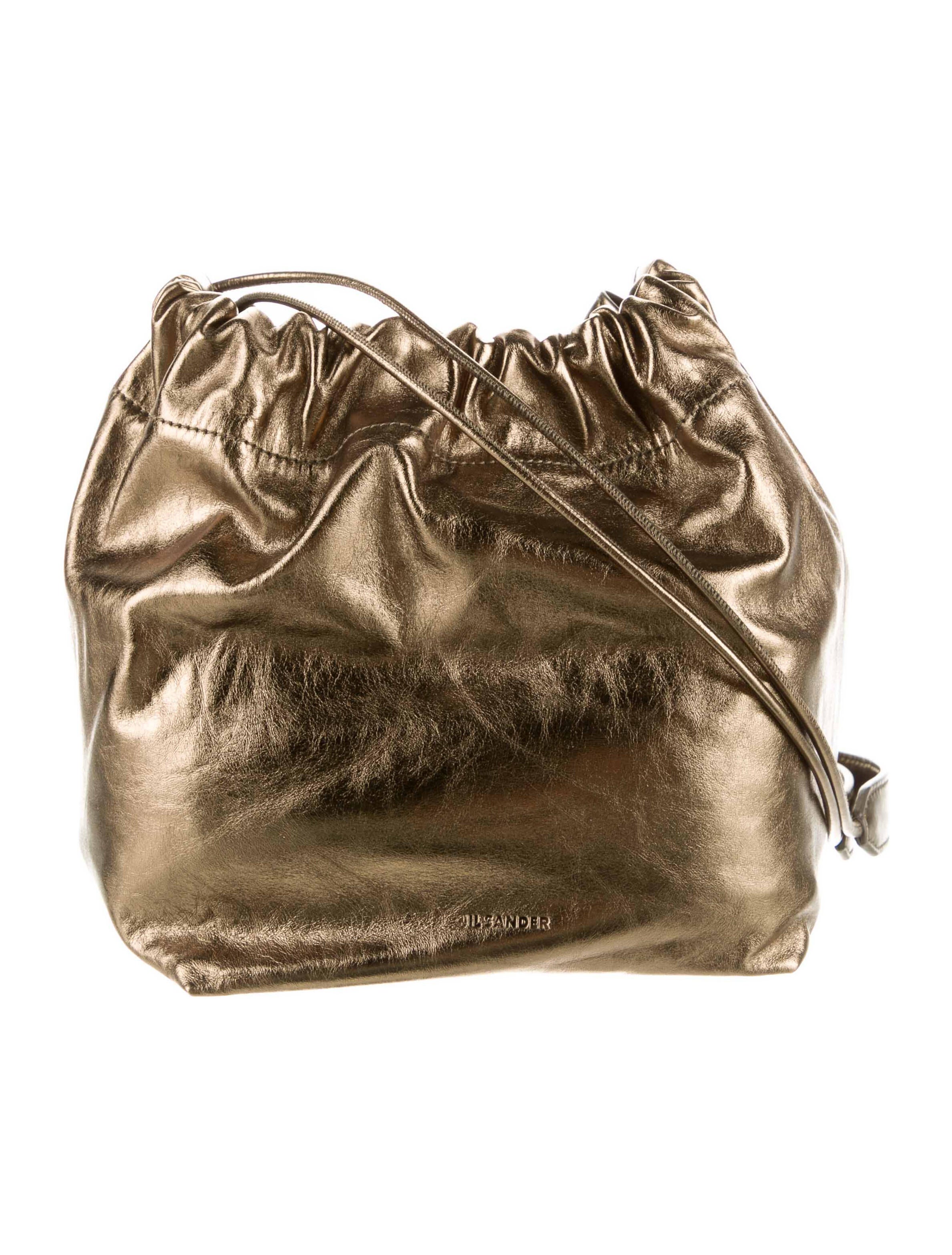 Jil Sander Metallic Leather Bucket Bag Metallic Bucket Bags, Handbags