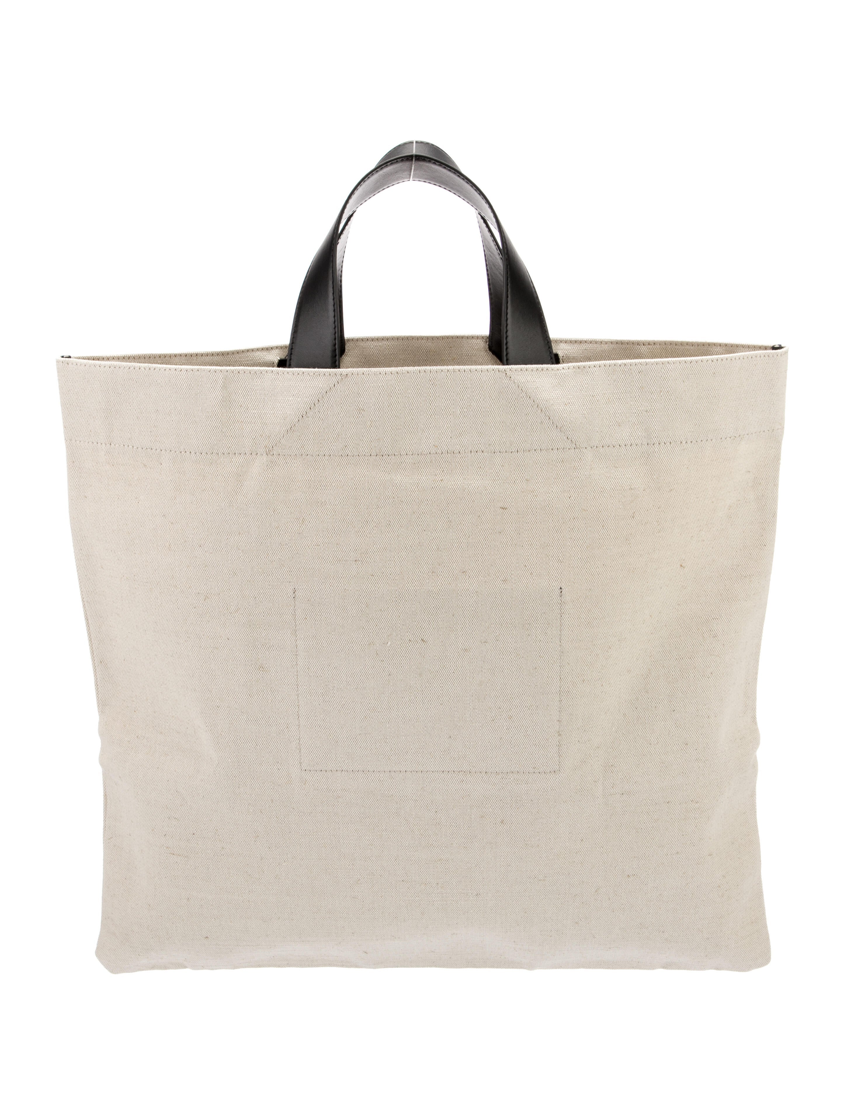 Jil Sander Leather Trim Canvas Tote Bag - Neutrals Totes, Handbags