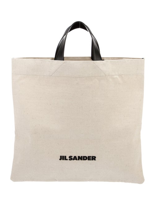 Jil Sander Leather Trim Canvas Tote Bag