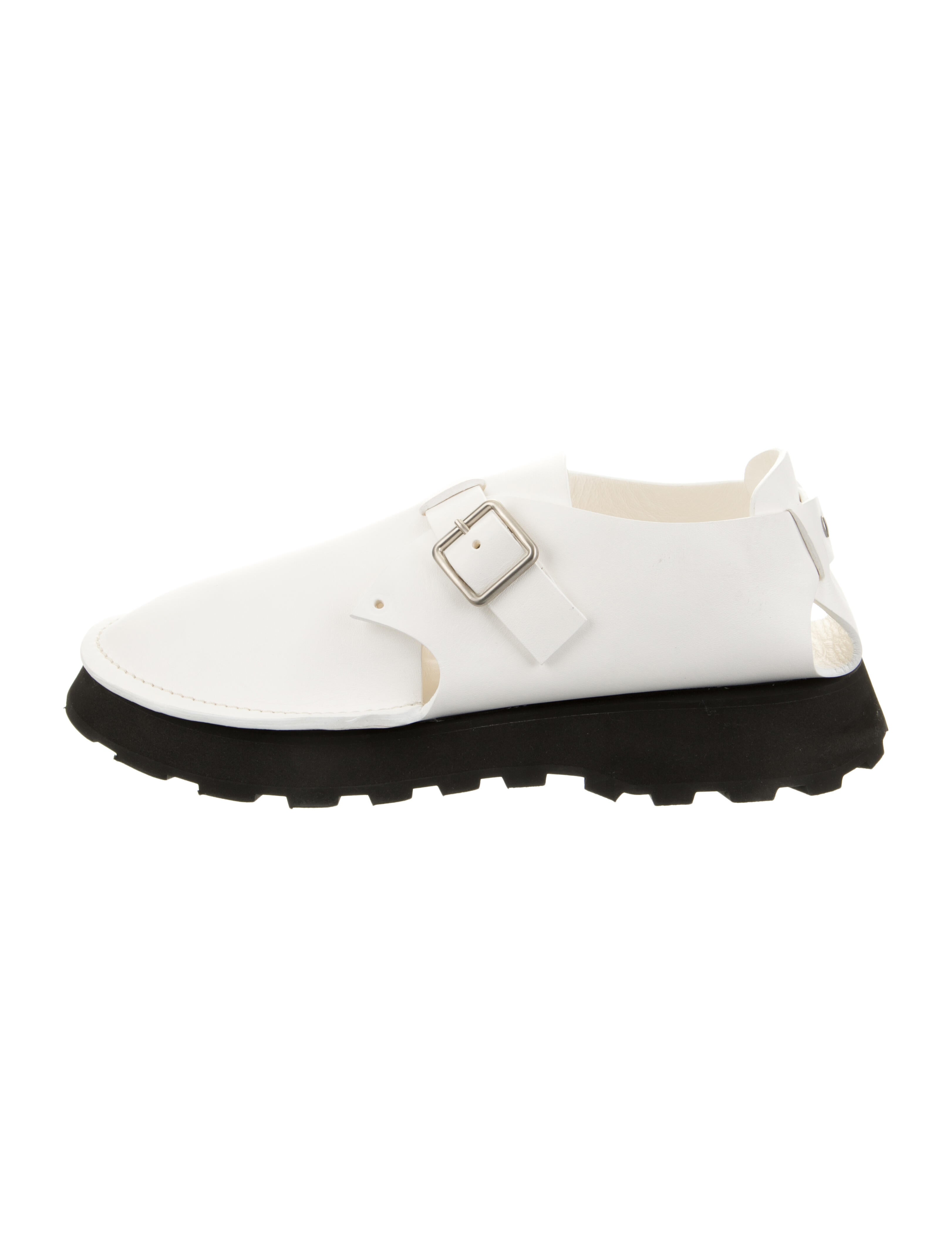 Jil Sander Leather Monk Straps - White Monk Straps, Shoes