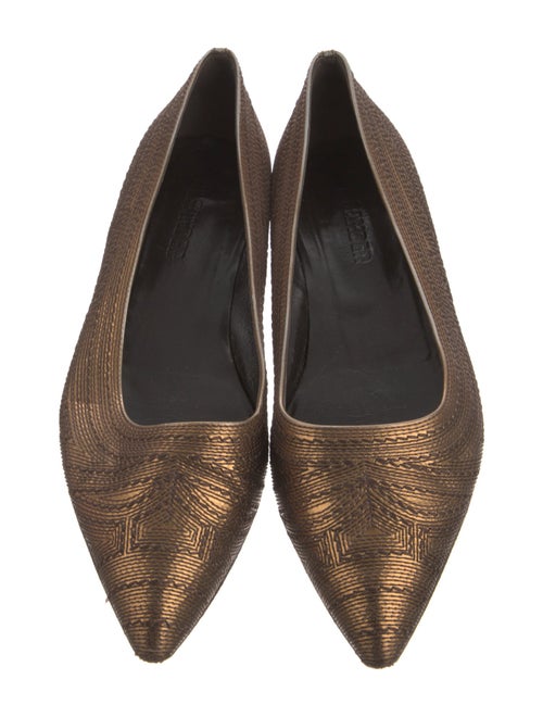 Jil Sander Leather Embroidered Accent Flats