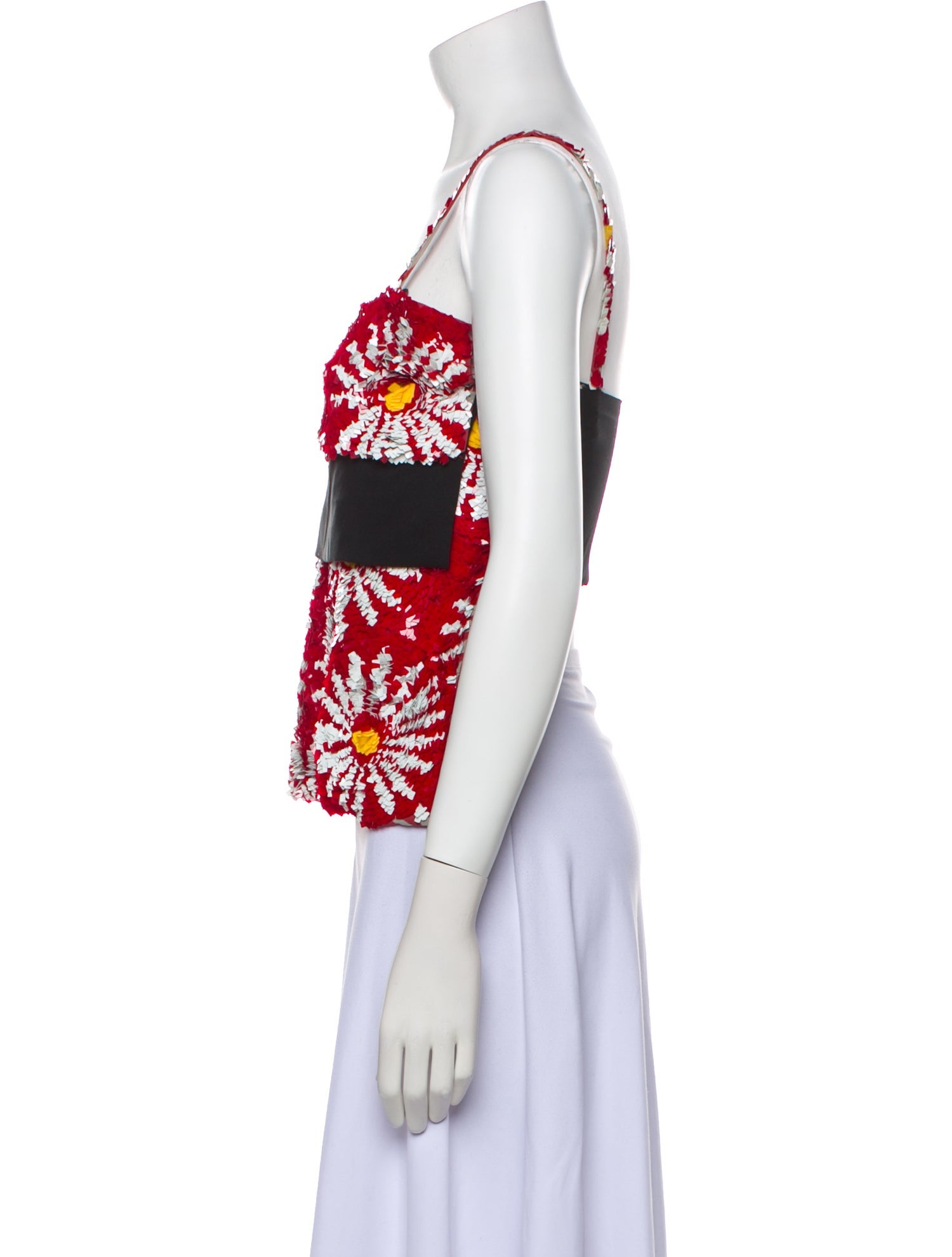 Jil Sander Sequin Floral Print Crop Top