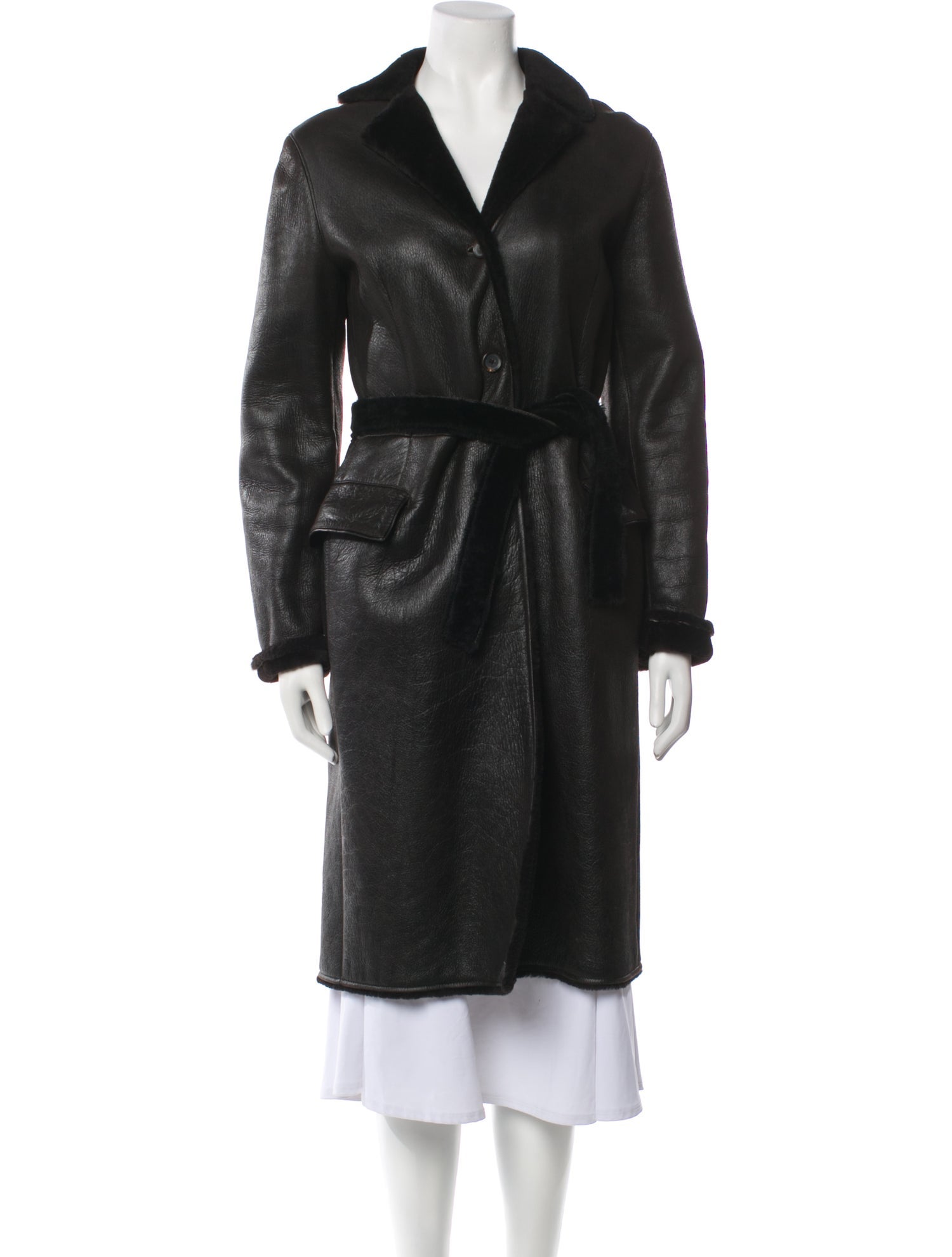Jil Sander Leather Faux Fur Coat