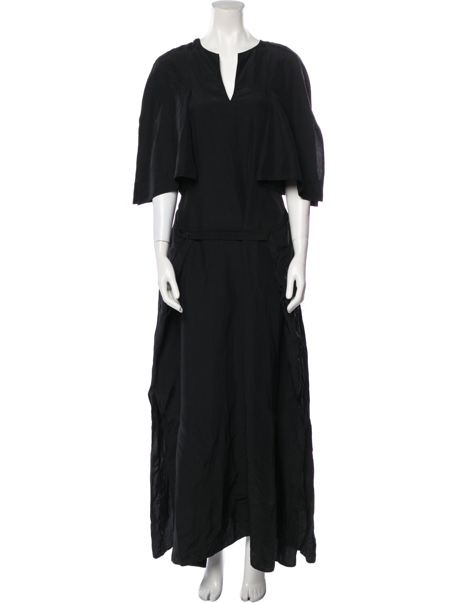 Matteau V-Neck Long Dress - Black Dresses, Clothing