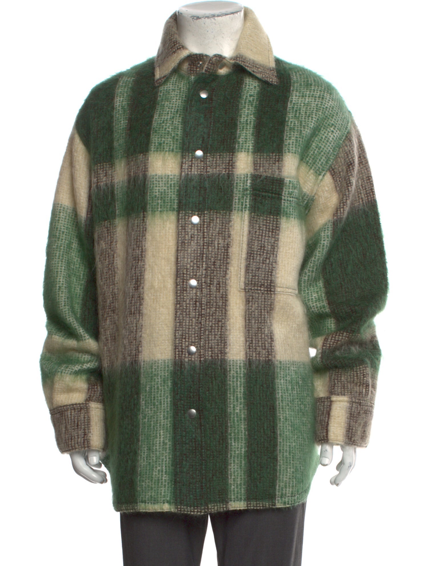 Jil Sander Mohair Plaid Print Shirt w/ Tags