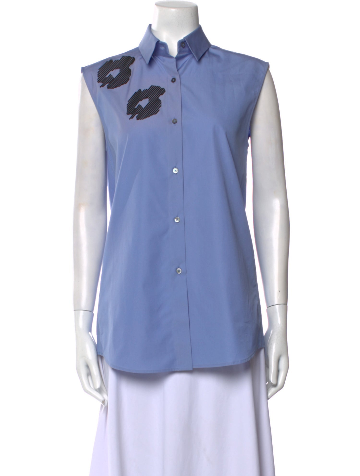 Jil Sander Sleeveless Button-Up Top - Blue Tops, Clothing