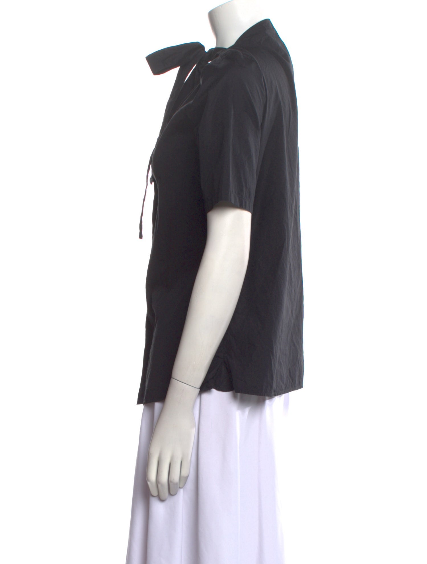 Jil Sander Late 2000's - Early 2010's Tie Neck Button-Up Top