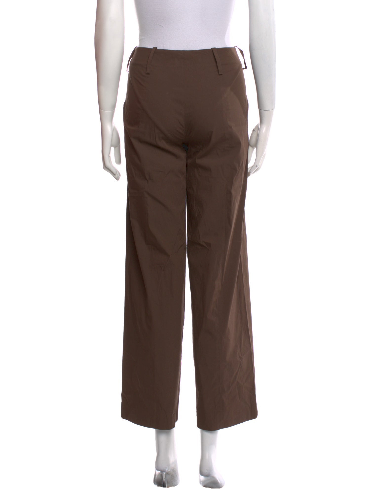 Jil Sander Wide Leg Pants Brown Mid-Rise Slit Pockets