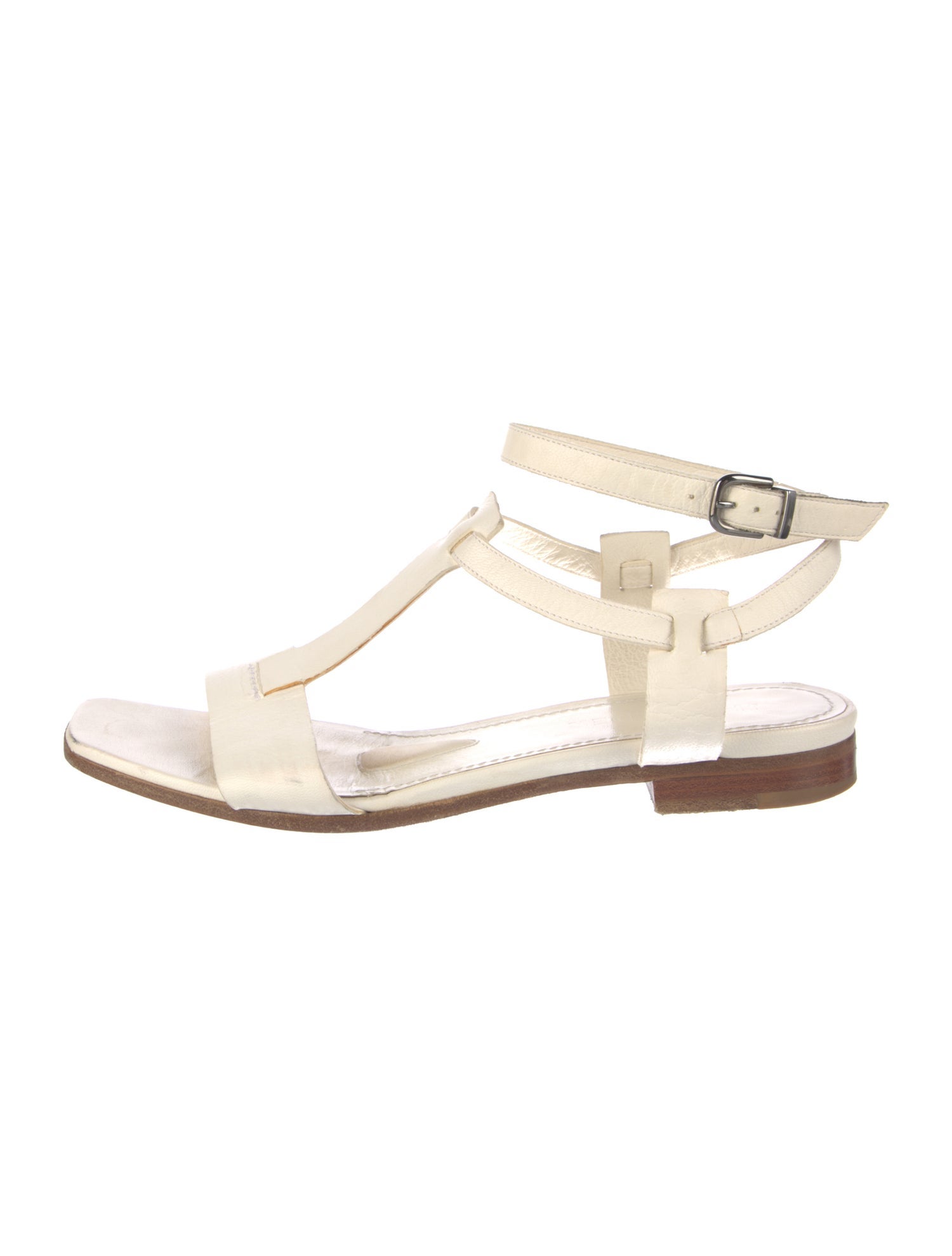 Jil Sander Leather Animal Print T-Strap Sandals