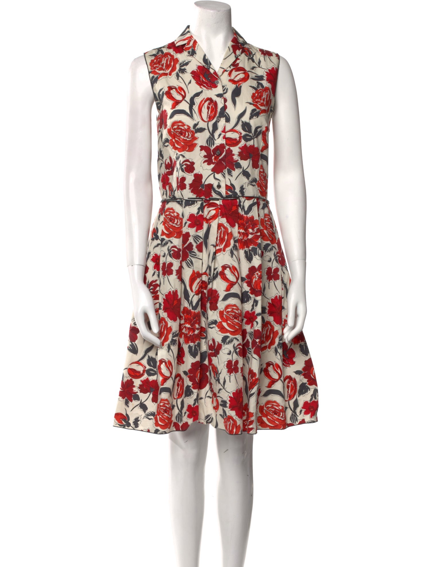Jil Sander Navy Floral Print Knee-Length Dress