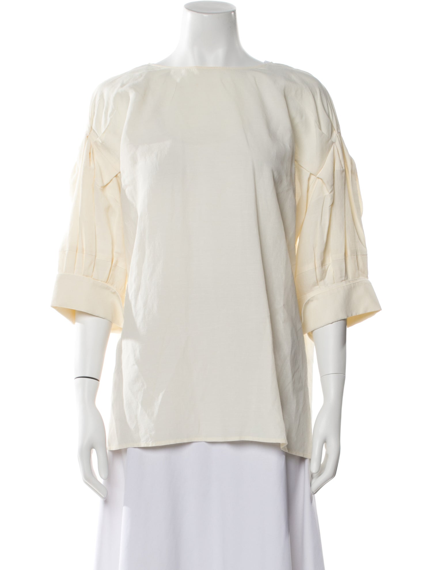 Jil Sander Bateau Neckline Three-Quarter Sleeve Blouse
