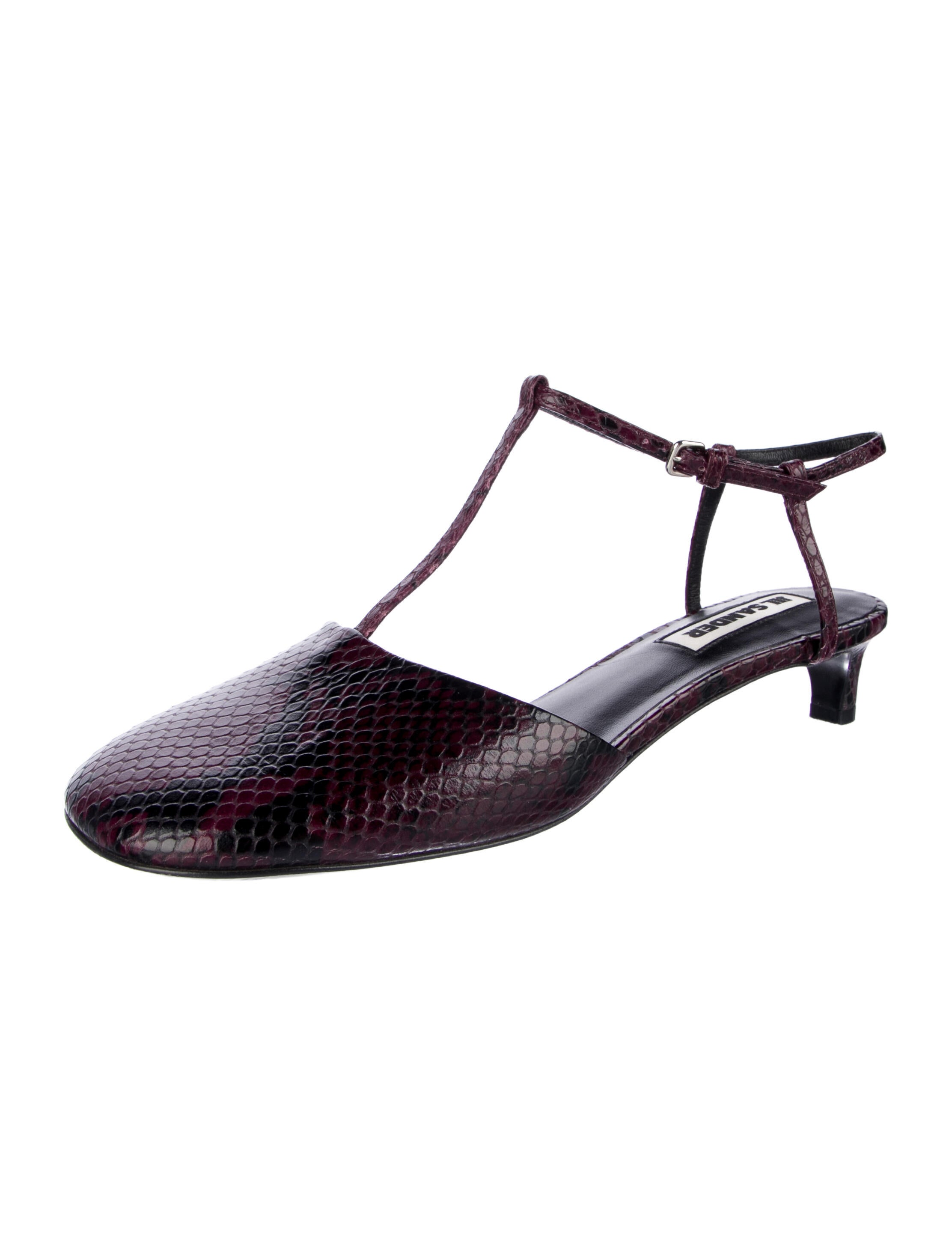 Jil Sander Embossed Leather Slingback Flats