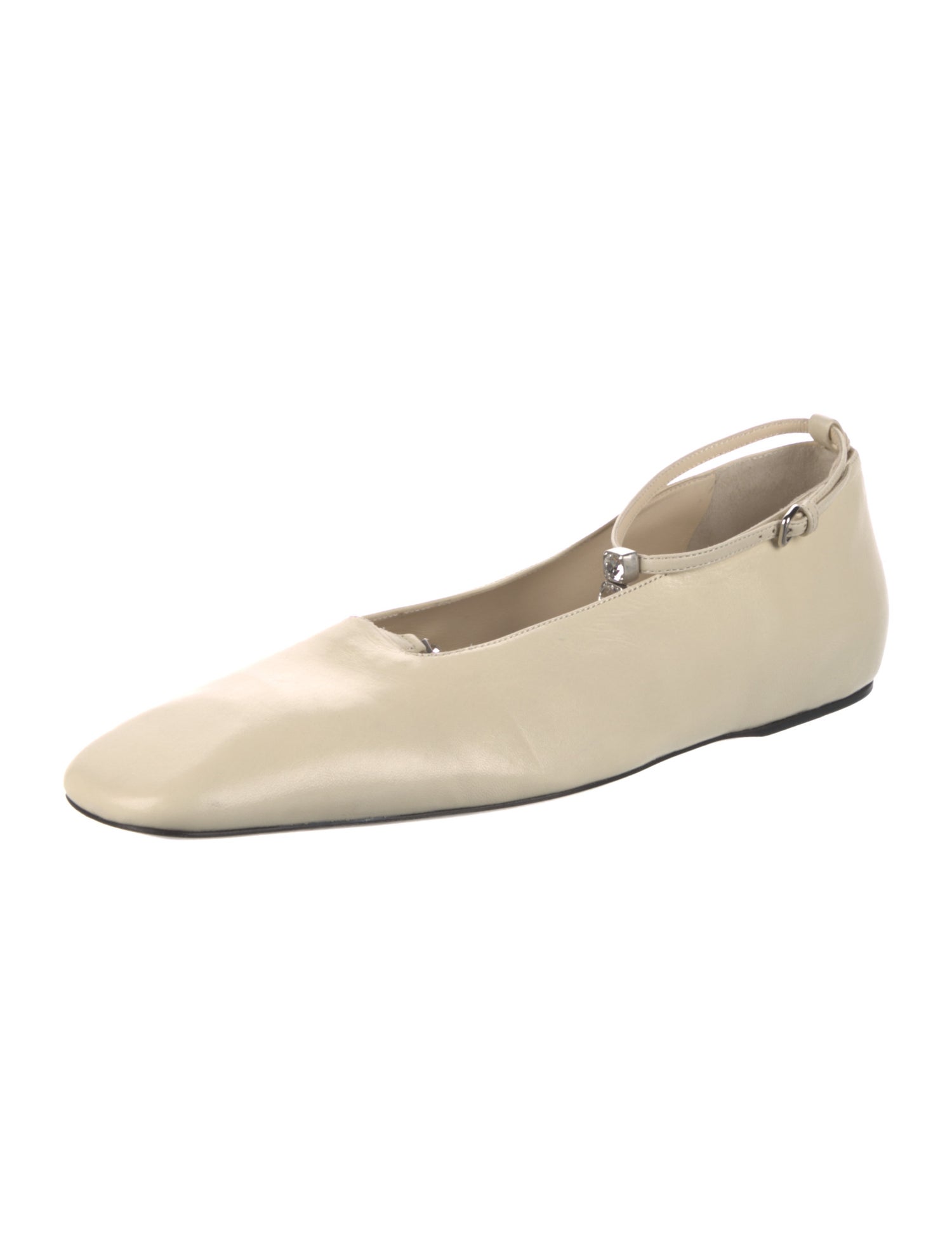 Jil Sander Leather Crystal Embellishments Ballet Flats
