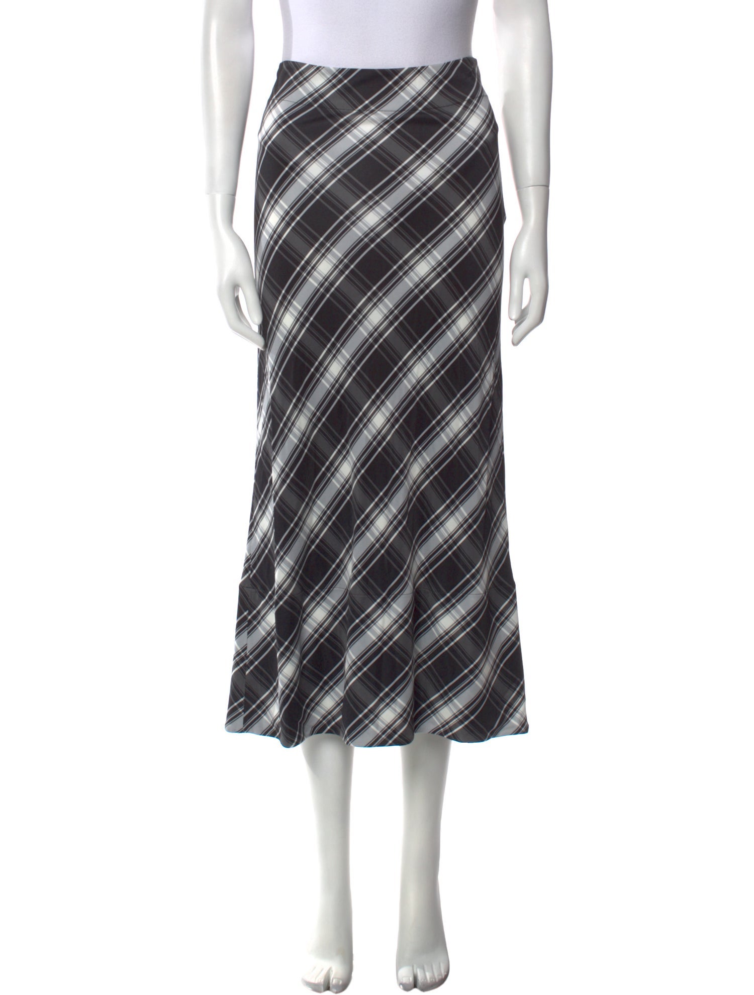 Jil Sander Plaid Print Midi Length Skirt