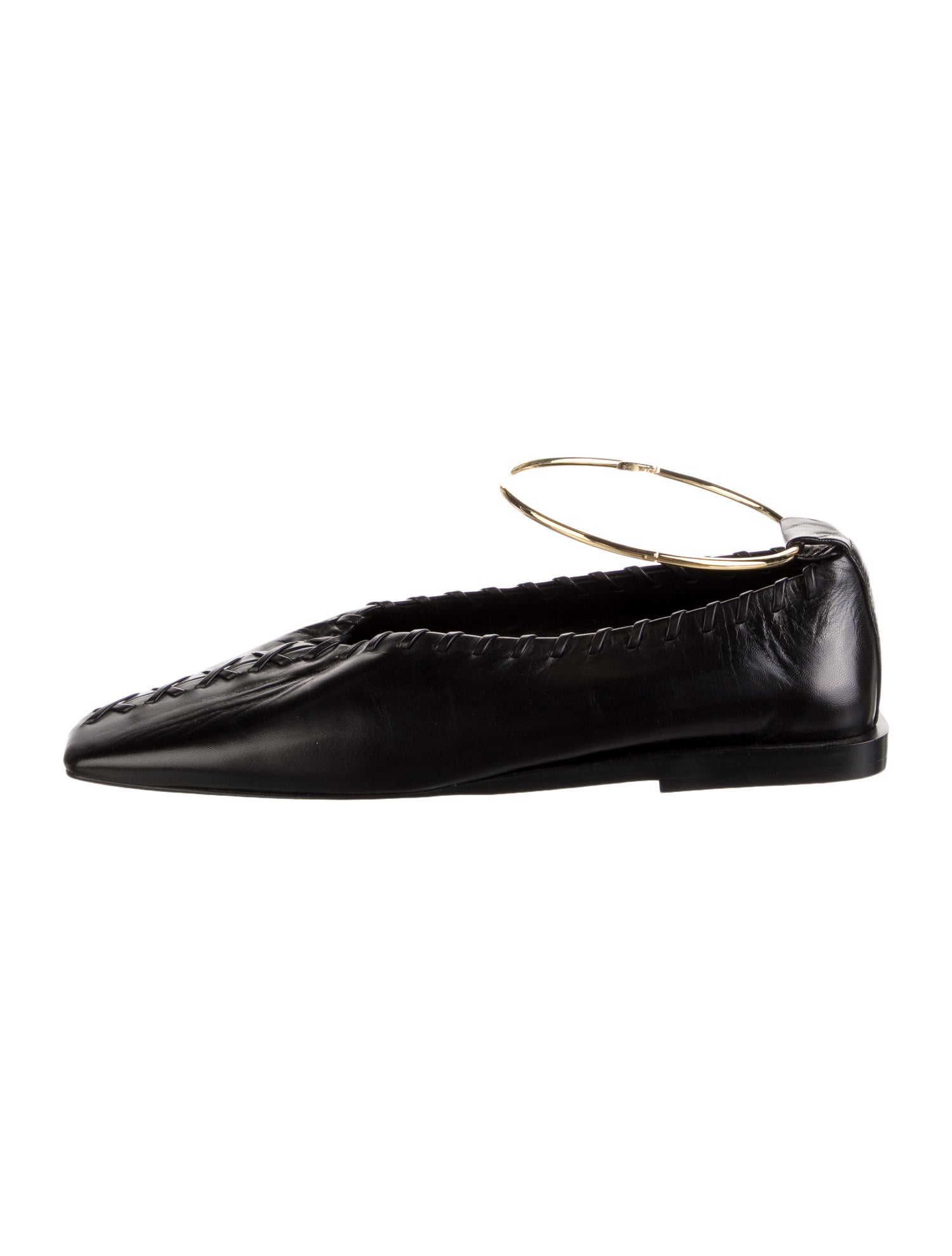 Jil Sander Leather Whipstitch Trim Ballet Flats