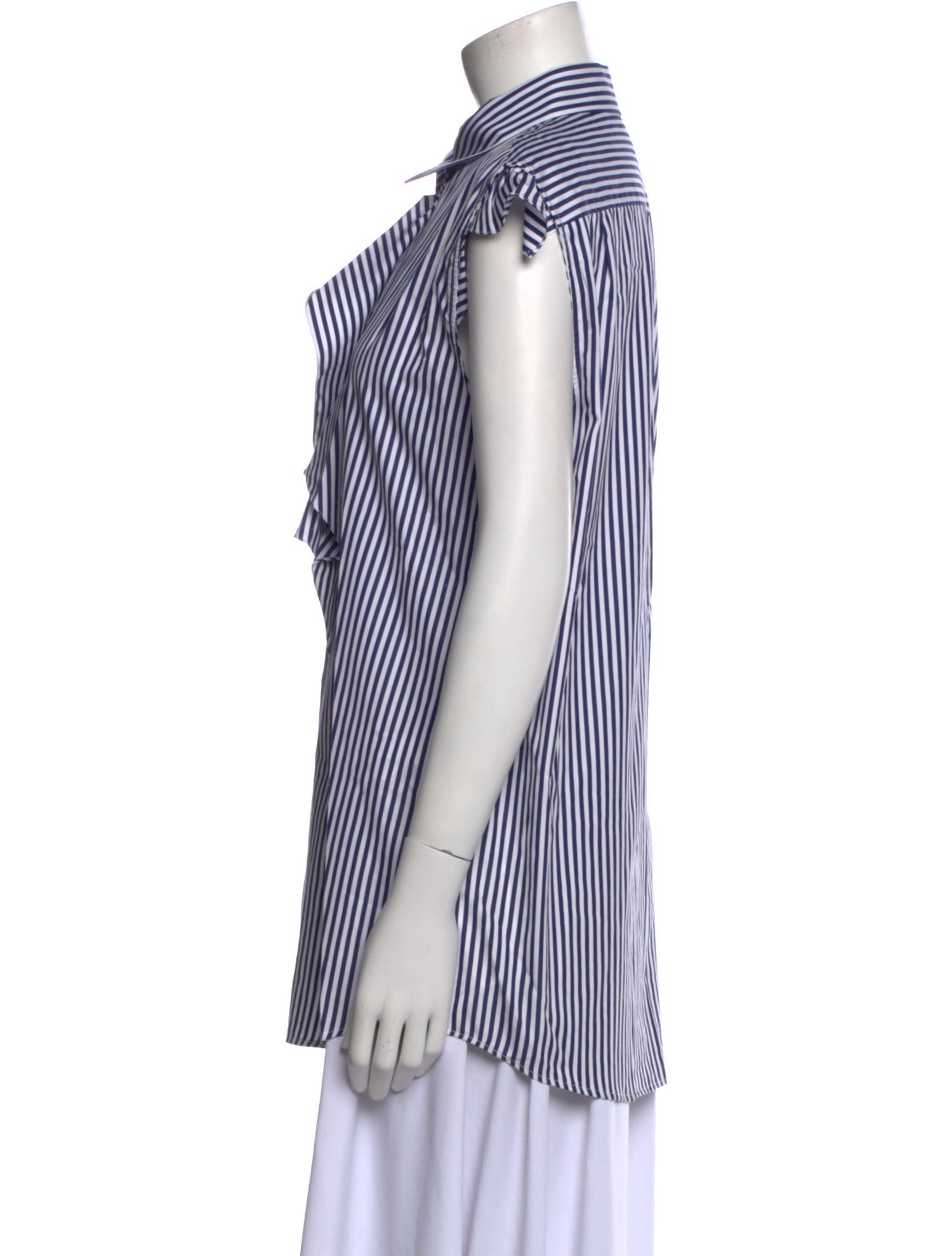 Jil Sander Striped Short Sleeve Button-Up Top