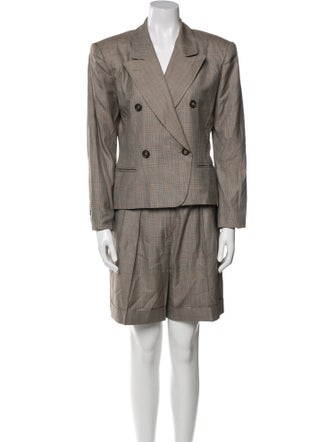 Jil Sander Wool Plaid Print Short Set