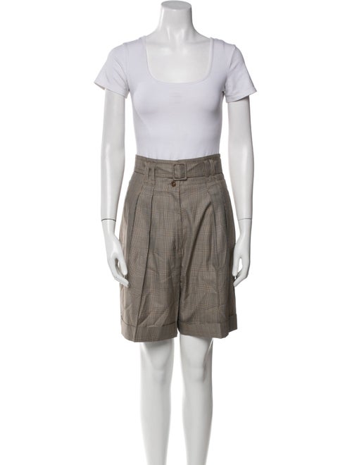 Jil Sander Wool Plaid Print Short Set