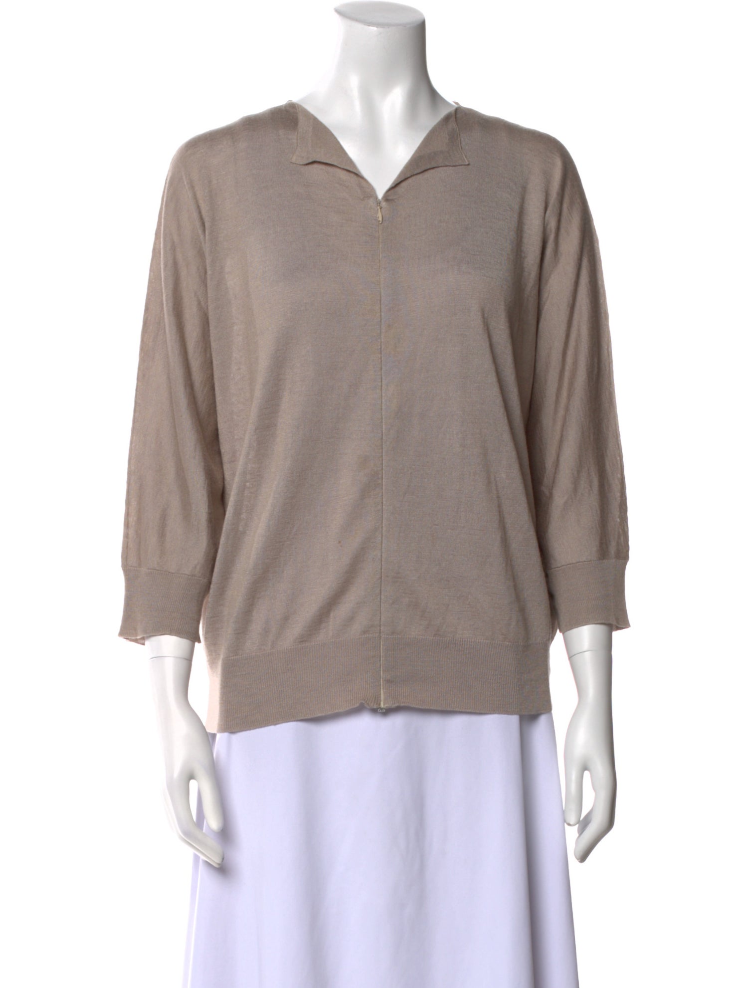 Jil Sander Silk V-Neck Sweatshirt