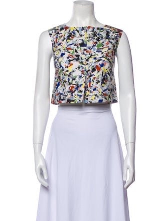 Jil Sander Floral Print Scoop Neck Crop Top