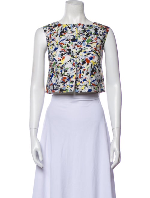 Jil Sander Floral Print Scoop Neck Crop Top