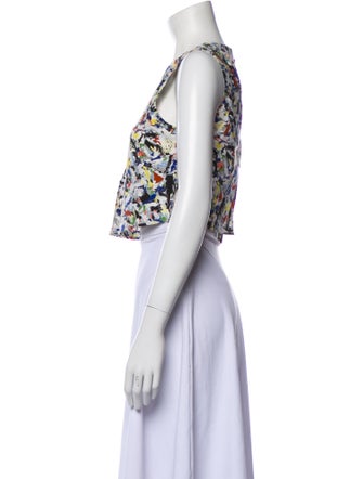 Jil Sander Floral Print Scoop Neck Crop Top