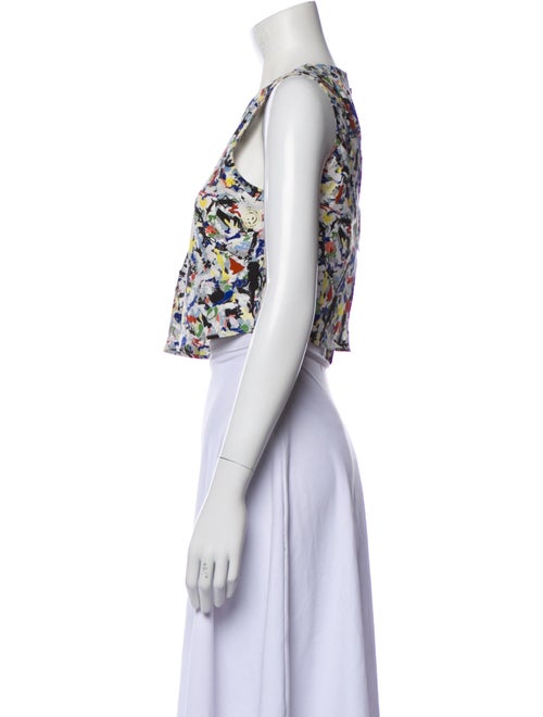 Jil Sander Floral Print Scoop Neck Crop Top