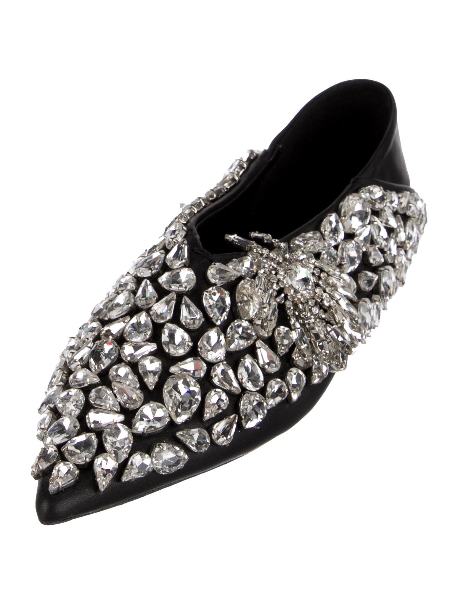 Jil Sander Leather Crystal Embellishments Flats