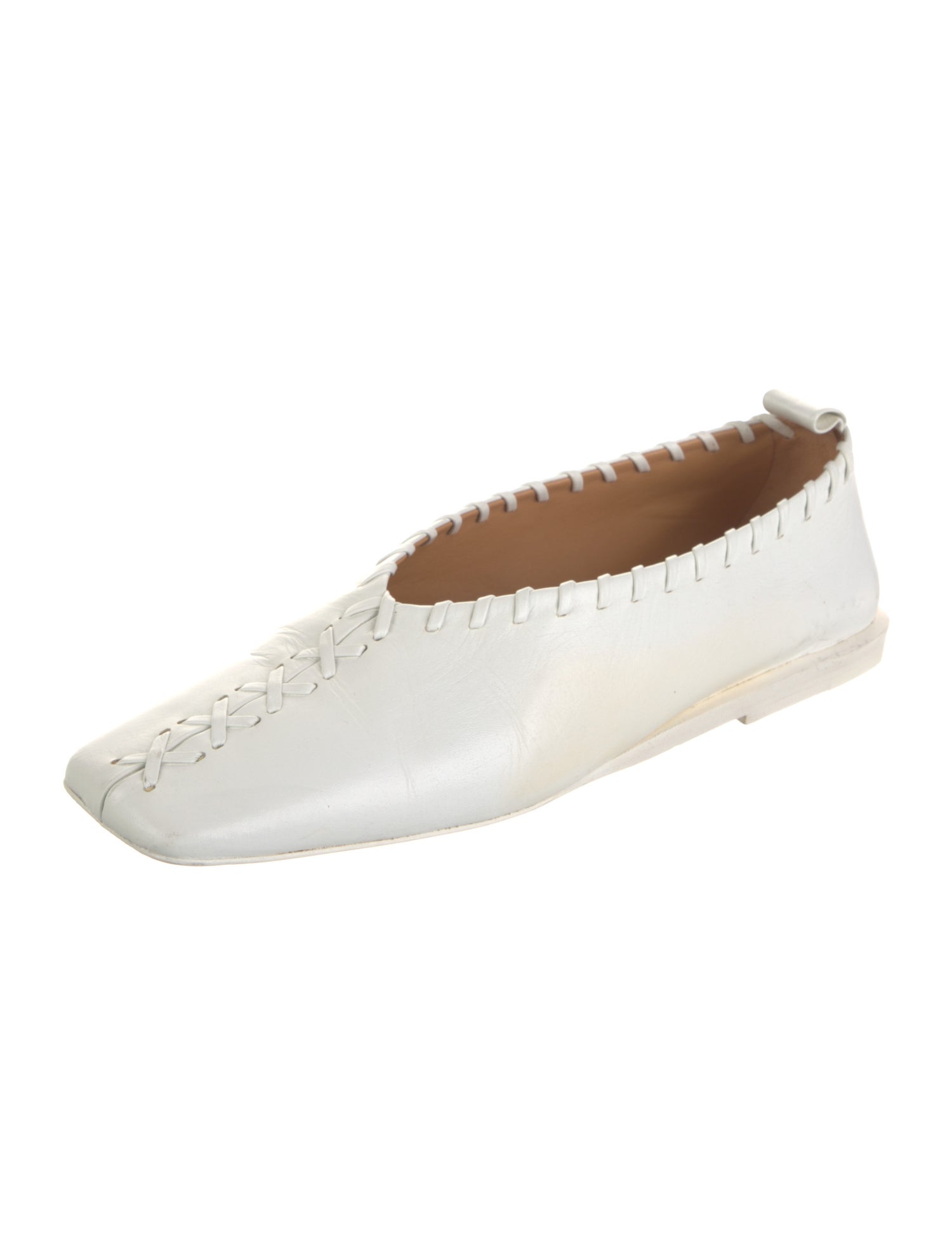 Jil Sander Leather Whipstitch Trim Ballet Flats