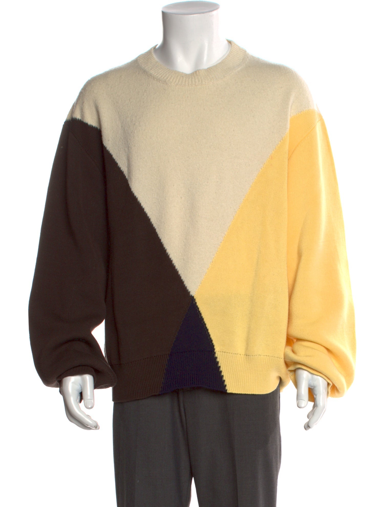 Jil Sander Colorblock Pattern Crew Neck Pullover