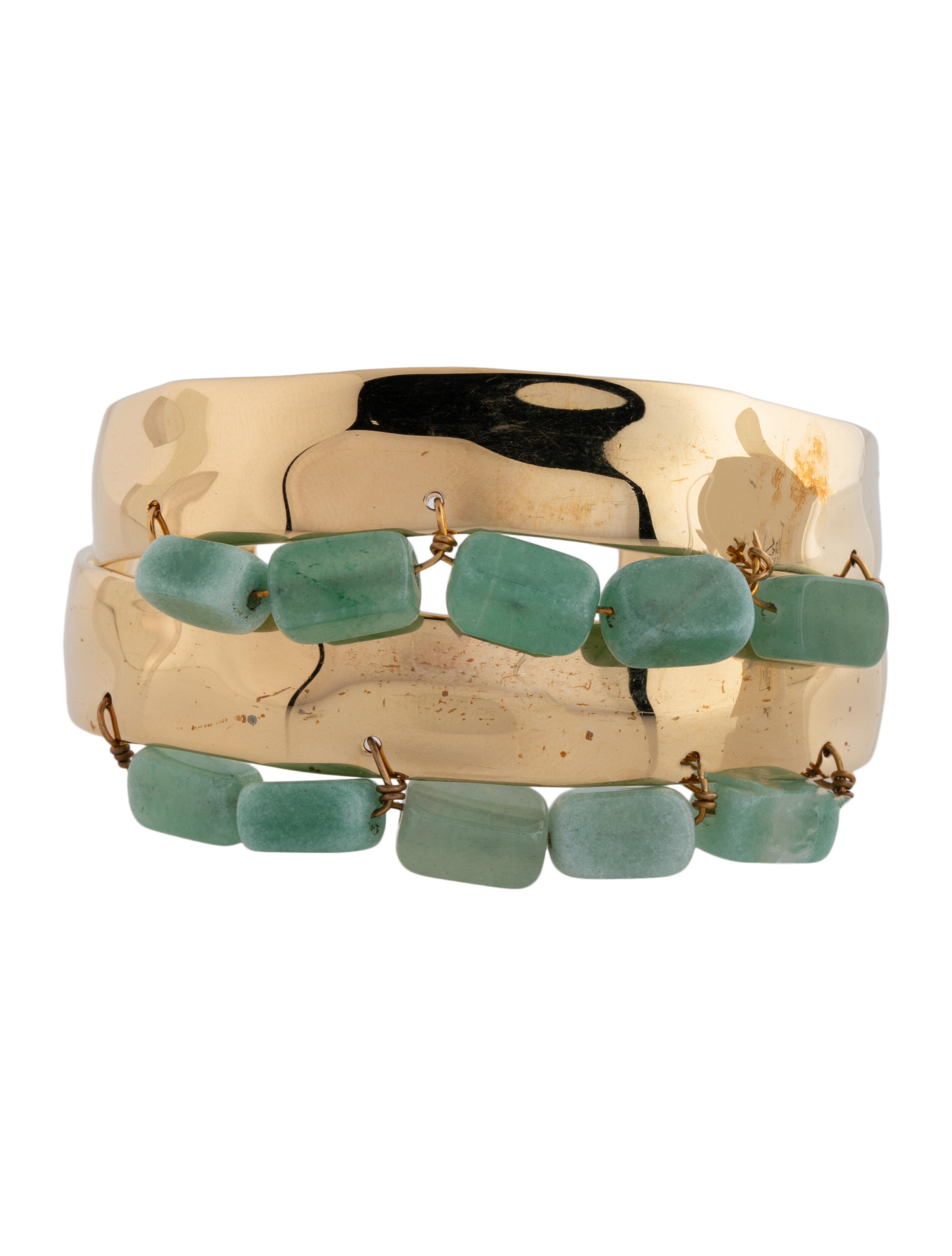 Stone Cuff Bracelet Set Of Two