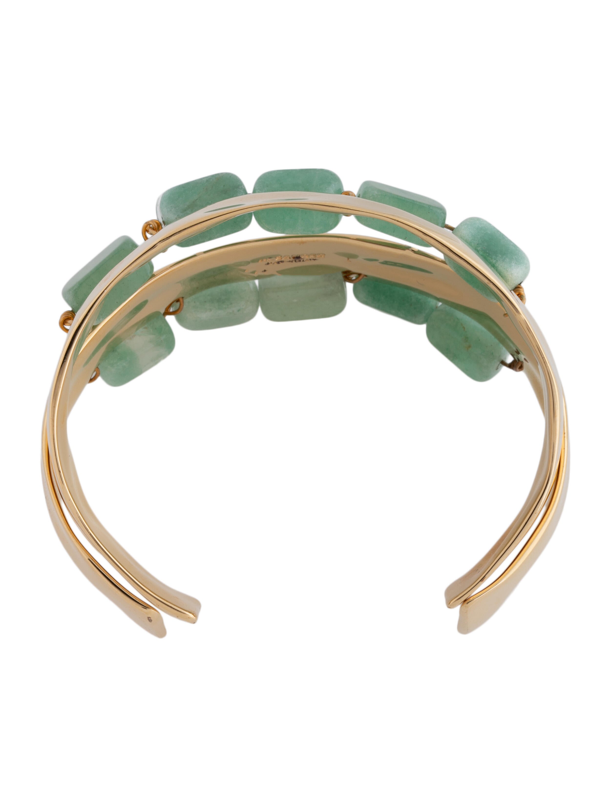 Jil Sander Stone Cuff Bracelet Set Of Two - Green Cuff, Bracelets
