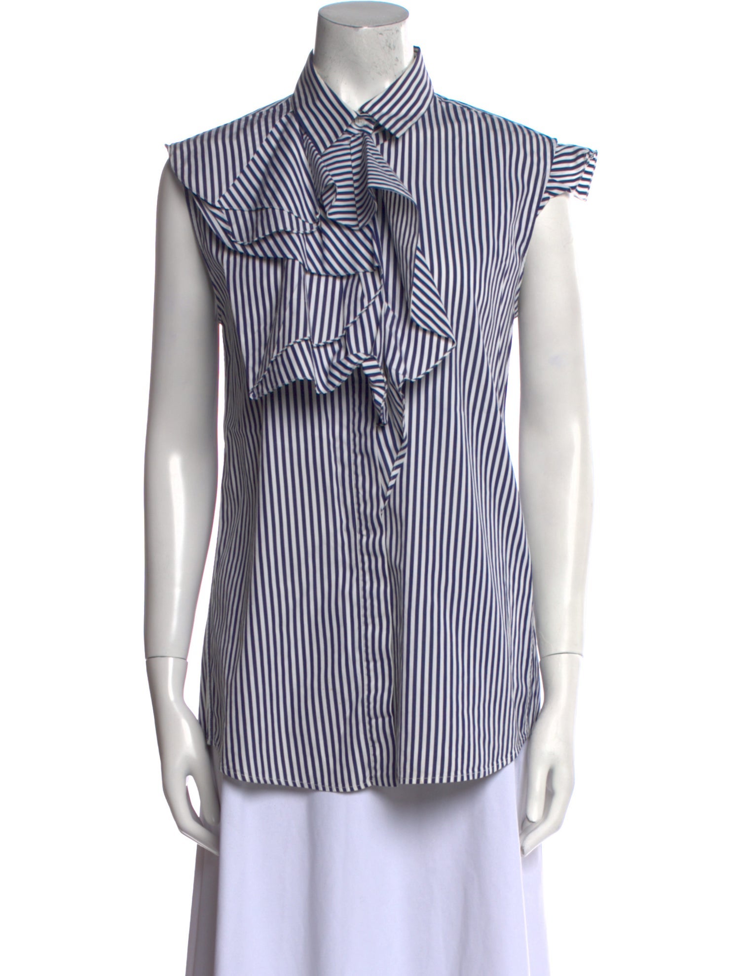 Jil Sander Striped Short Sleeve Button-Up Top