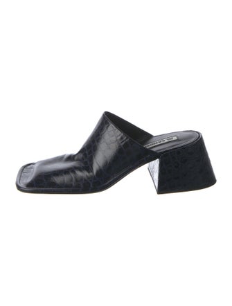 Jil Sander Embossed Leather Cutout Accent Mules