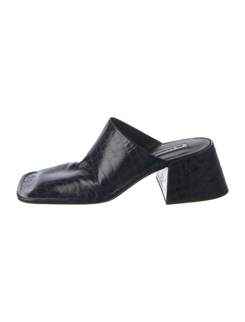 Jil Sander Embossed Leather Cutout Accent Mules