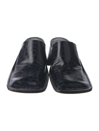 Jil Sander Embossed Leather Cutout Accent Mules