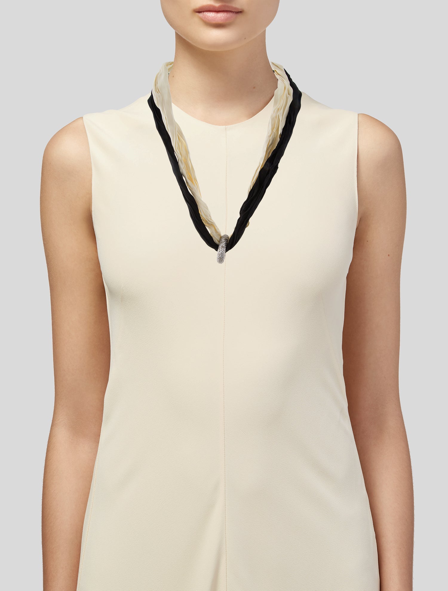 Jil Sander Cubic Zirconia & Silk Pendant Necklace