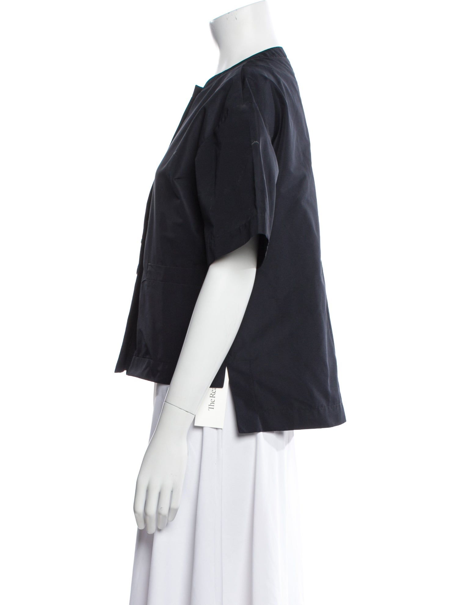 Jil Sander Navy Crew Neck Short Sleeve Crop Top