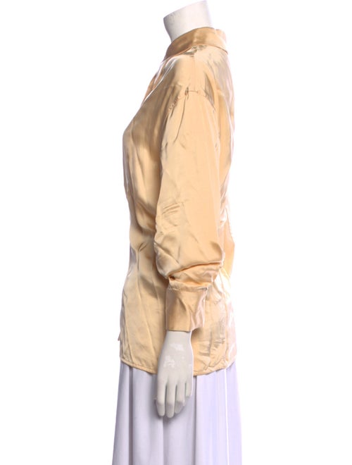 Jil Sander Silk Three-Quarter Sleeve Button-Up Top