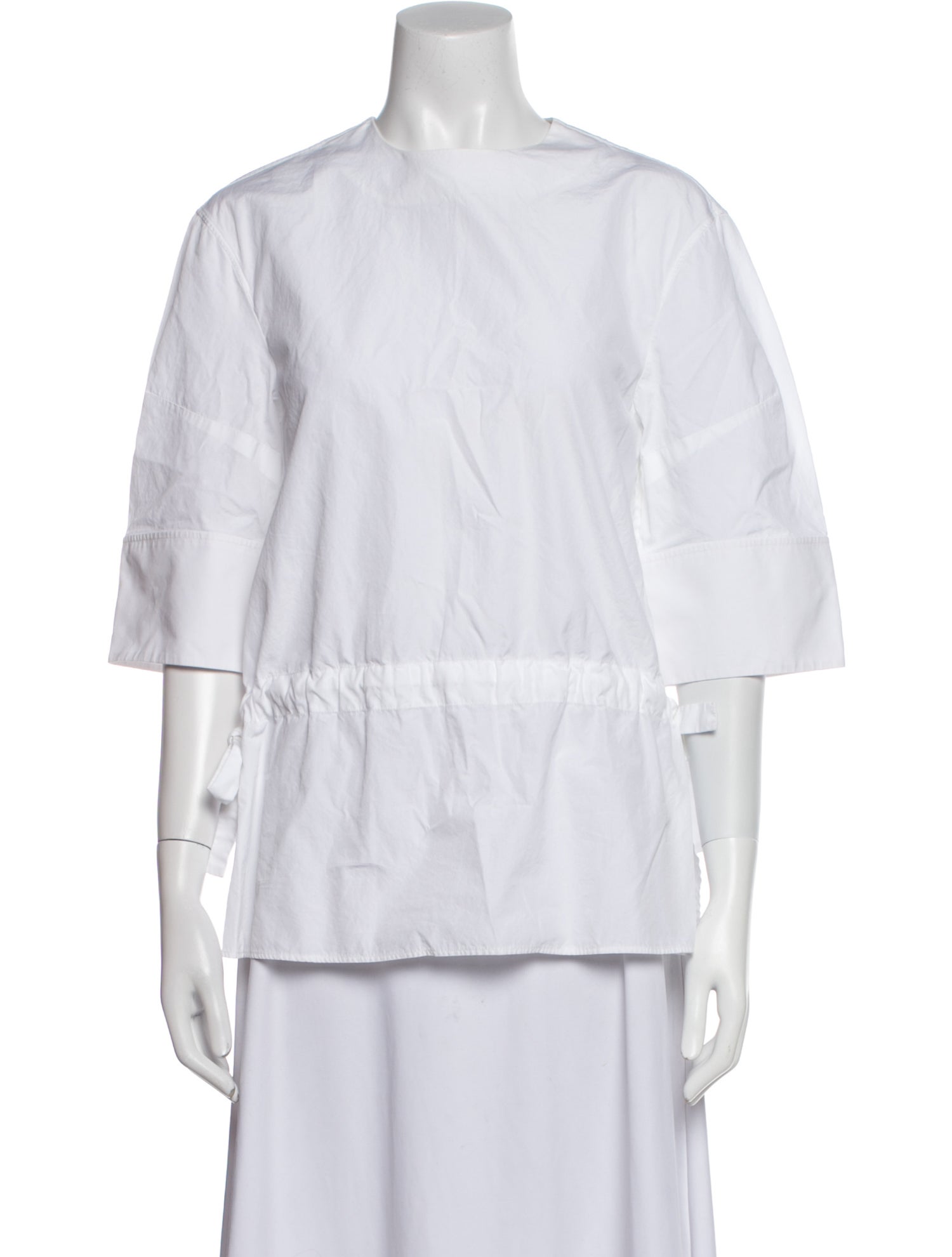 Jil Sander Mock Neck Three-Quarter Sleeve Button-Up Top