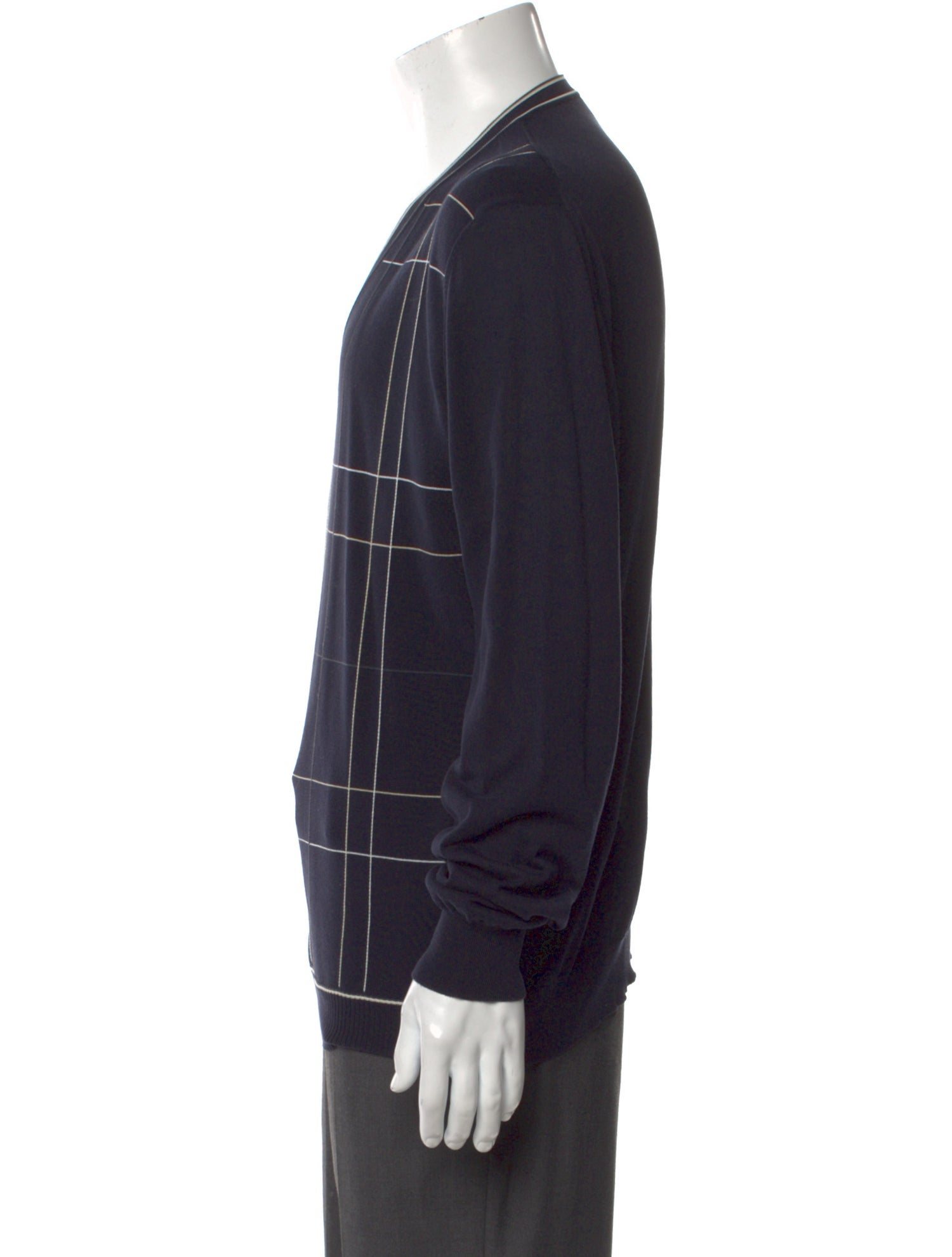 Jil Sander Plaid Print V-Neck Pullover