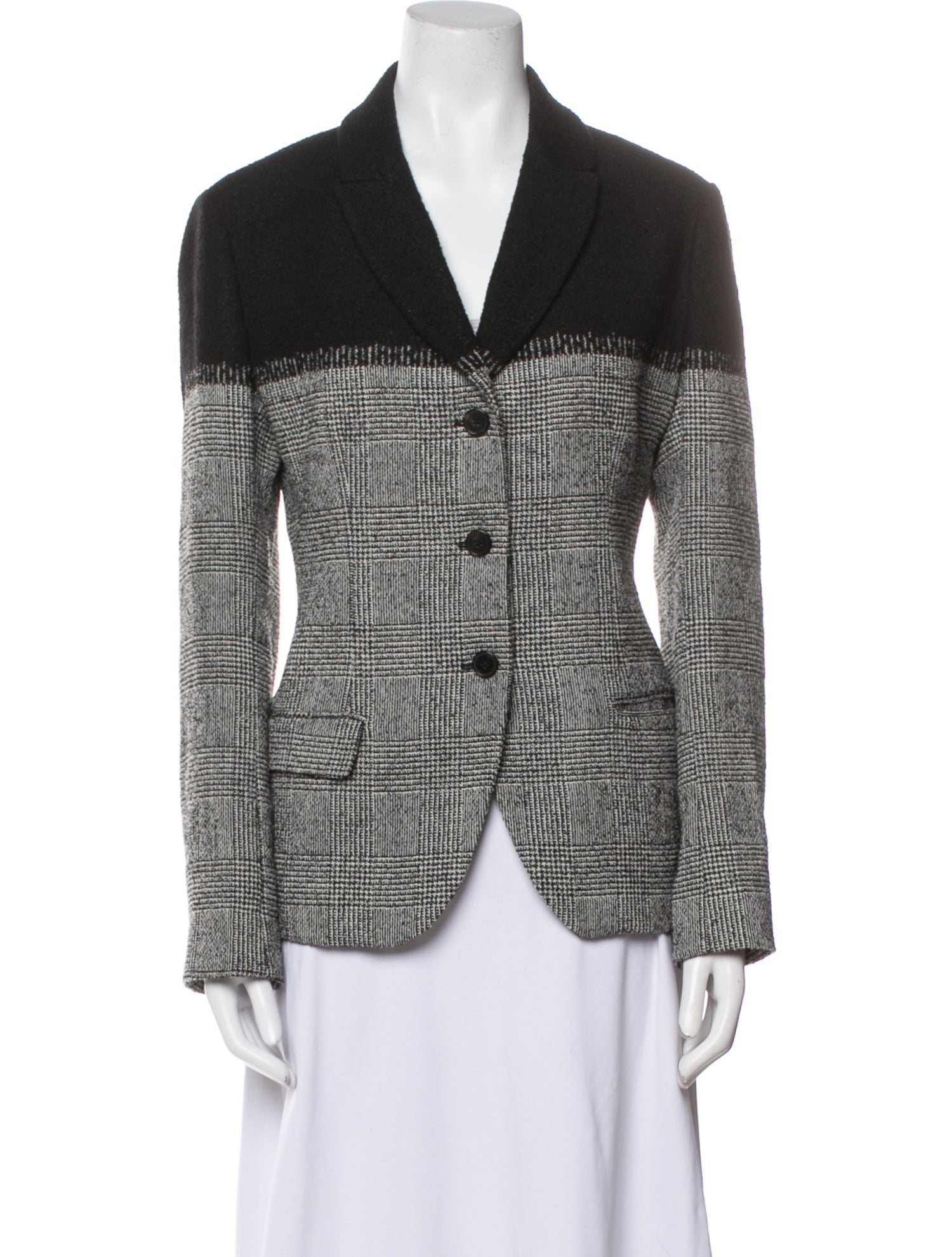 Jil Sander Virgin Wool Plaid Print Blazer