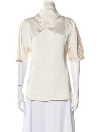 Jil Sander Mock Neck Three-Quarter Sleeve Blouse