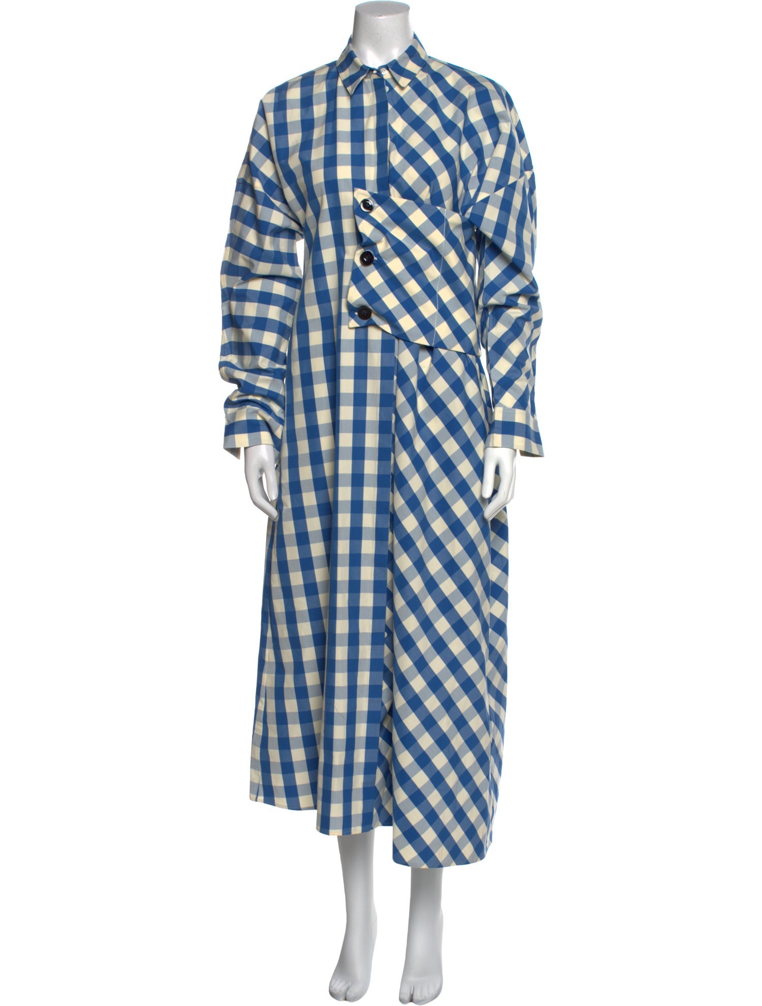 Jil Sander Plaid Print Long Dress