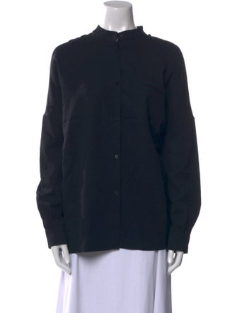 Jil Sander Mock Neck Long Sleeve Button-Up Top