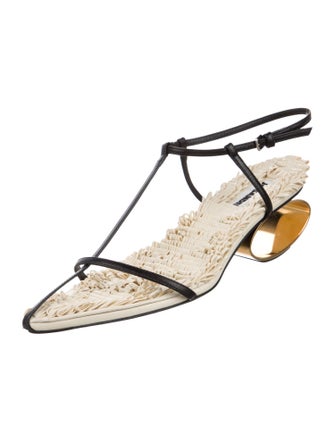 Jil Sander Leather T-Strap Sandals
