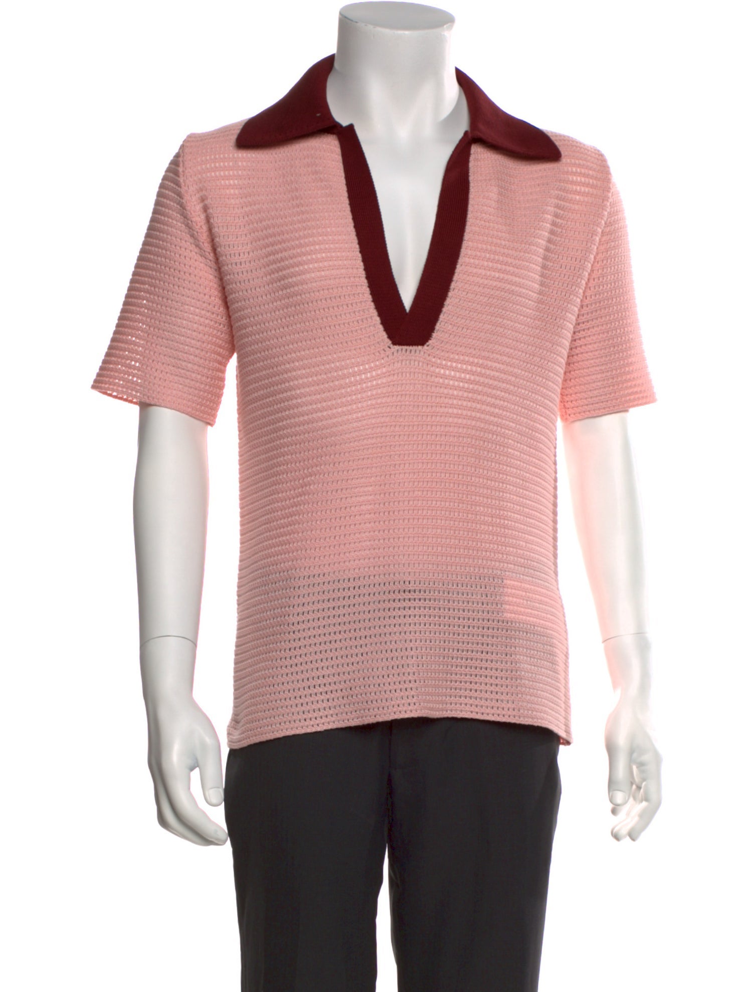 Jil Sander Colorblock Pattern V-Neck Polo Shirt w/ Tags